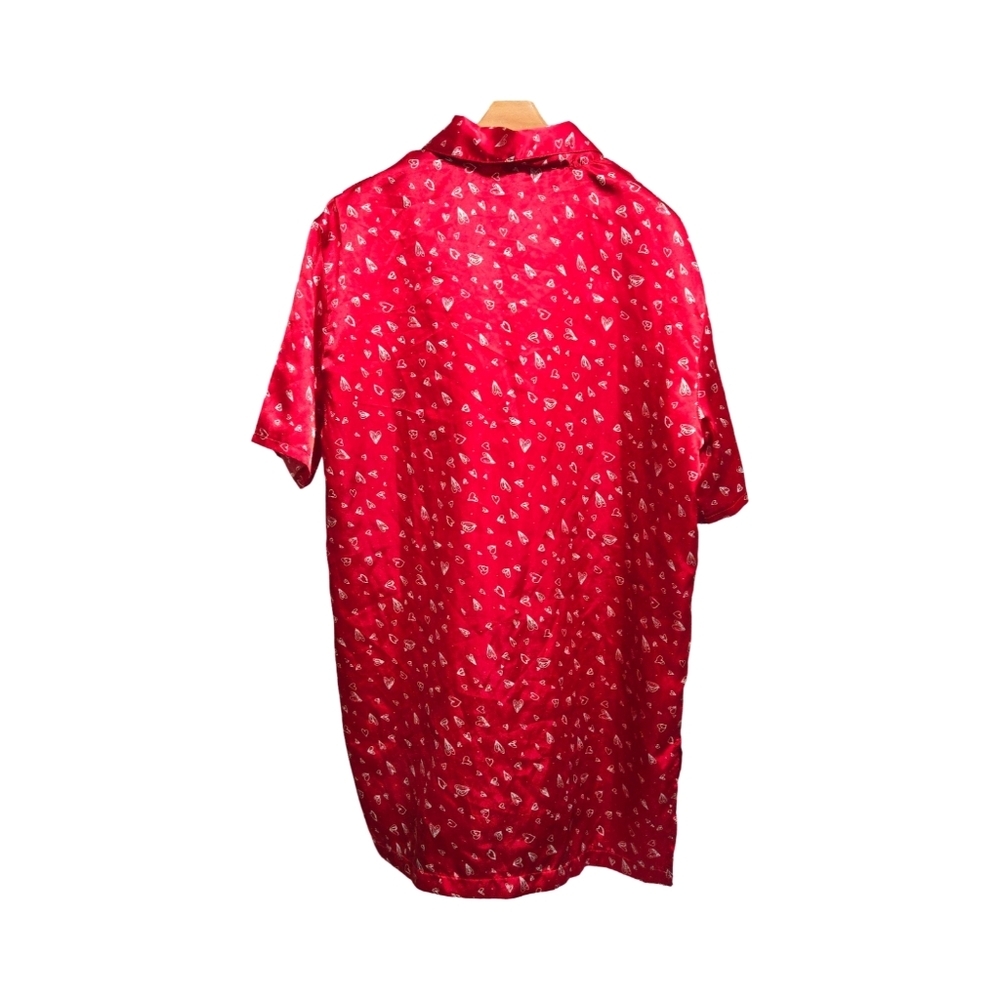 Sleep Satiny Red Button Down Nightshirt Size XL - Picture 3 of 4